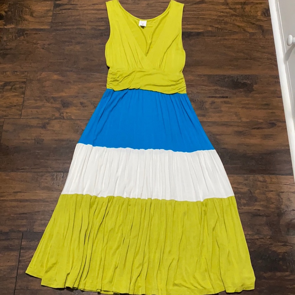 Newport tiered color block midi dress S